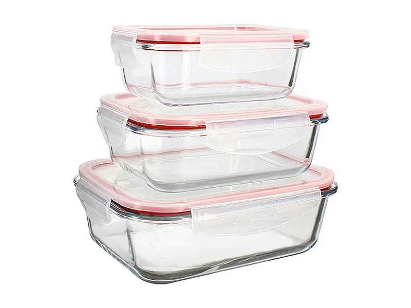 Menastyl - Lot 3 Boites Hermetiques Rectangles Clementine En Verre Borosilicate