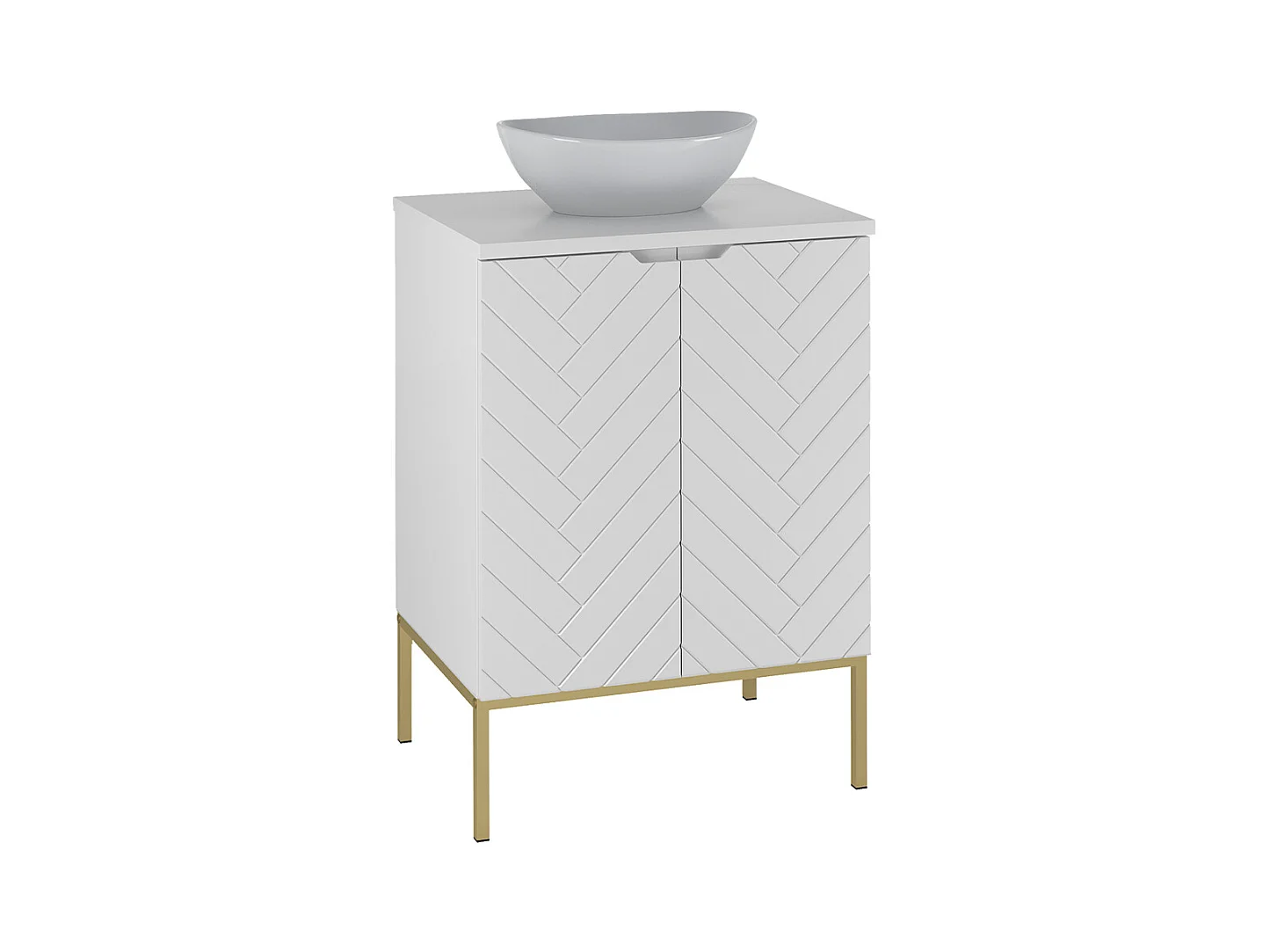Meuble simple vasque 60cm 2 portes sur pieds Daria Blanc