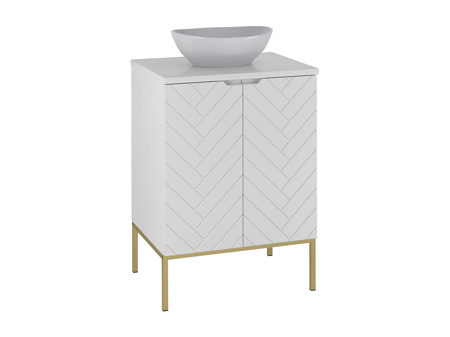 Meuble simple vasque 60cm 2 portes sur pieds Daria Blanc