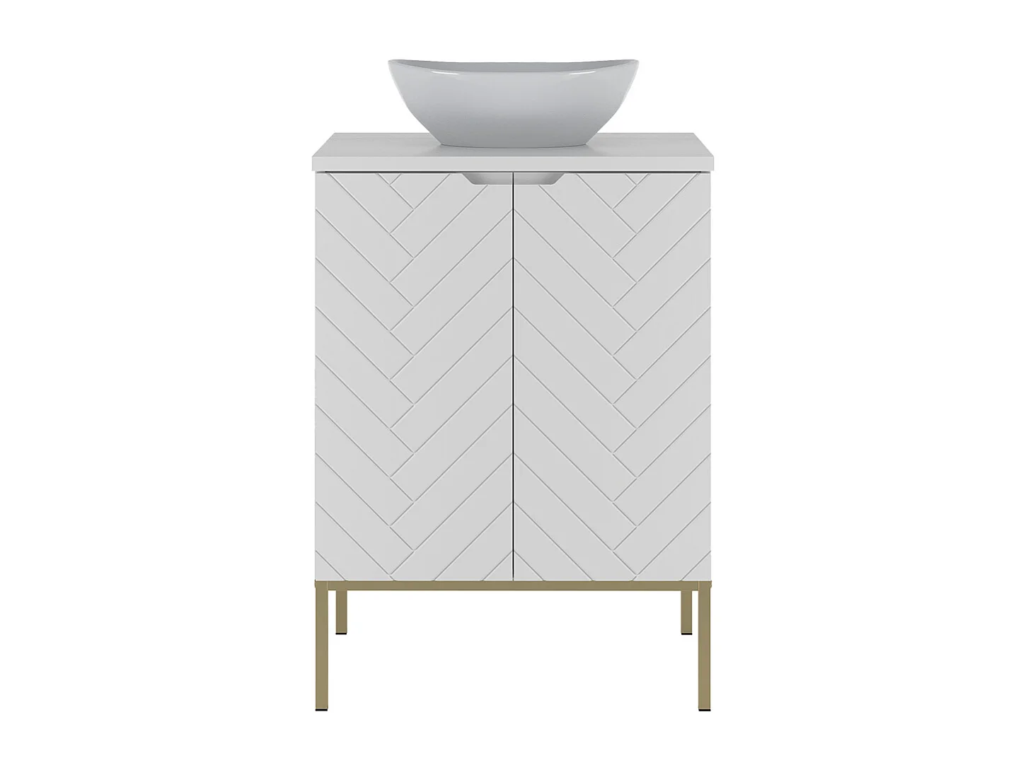 Meuble simple vasque 60cm 2 portes sur pieds Daria Blanc