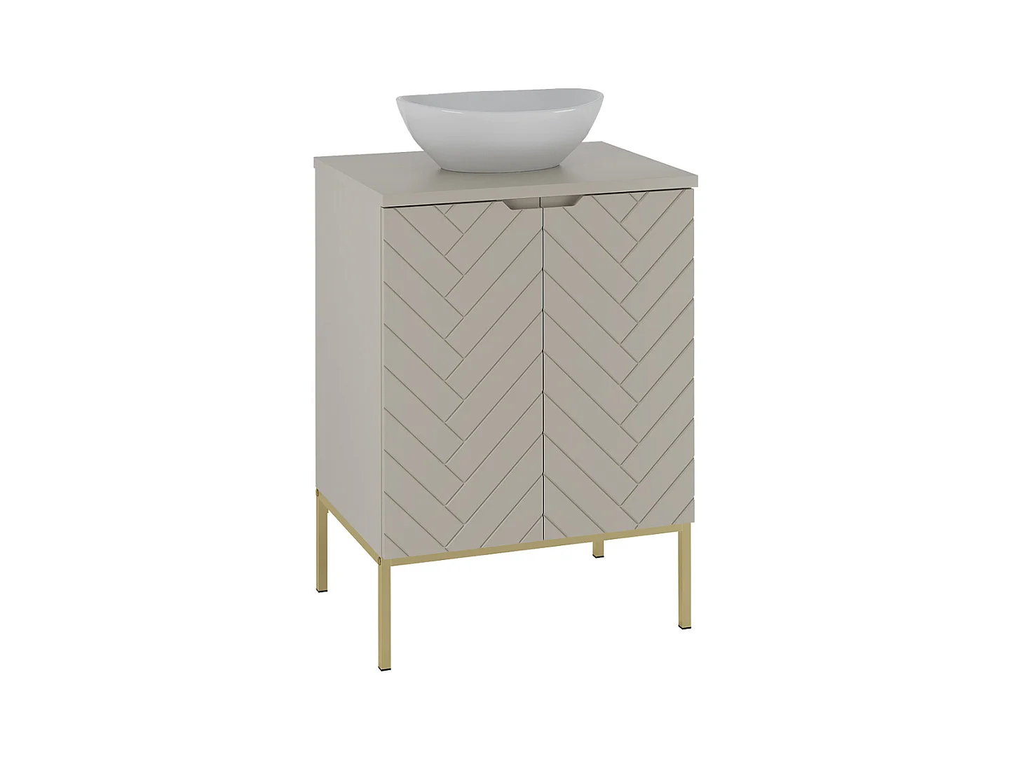 Meuble simple vasque 60cm 2 portes sur pieds Daria Cachemire
