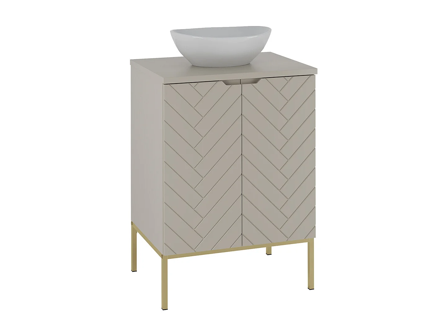 Meuble simple vasque 60cm 2 portes sur pieds Daria Cachemire