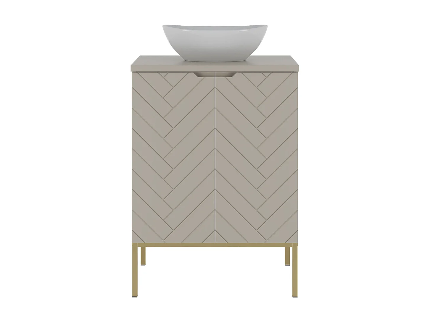 Meuble simple vasque 60cm 2 portes sur pieds Daria Cachemire