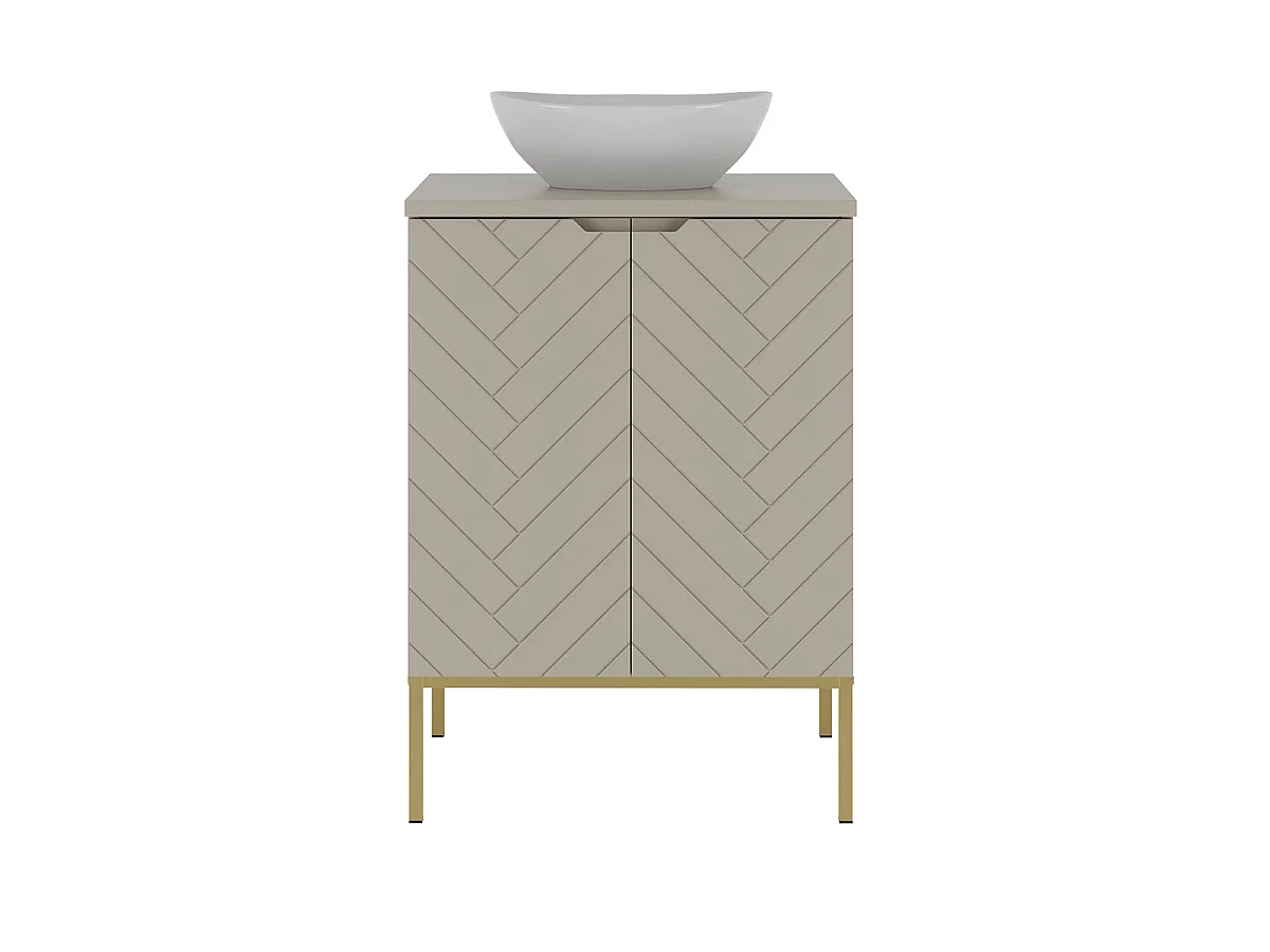 Single vanity unit 60cm 2 doors on legs Daria Cachemire