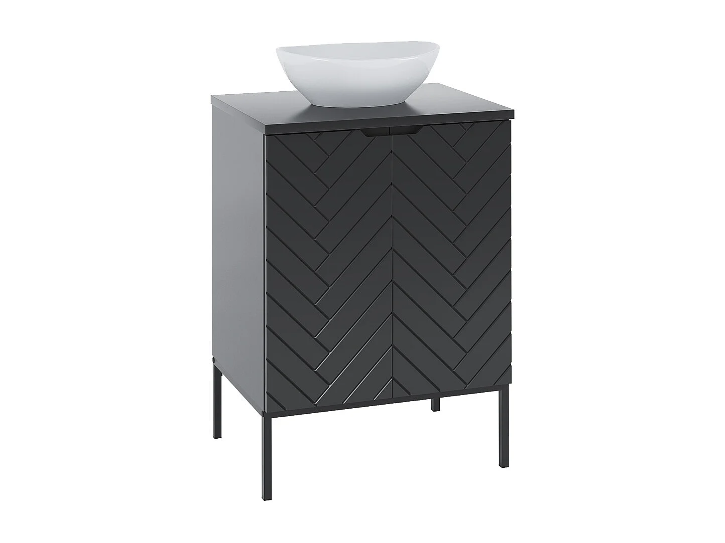 Meuble simple vasque 60cm 2 portes sur pieds Daria Noir