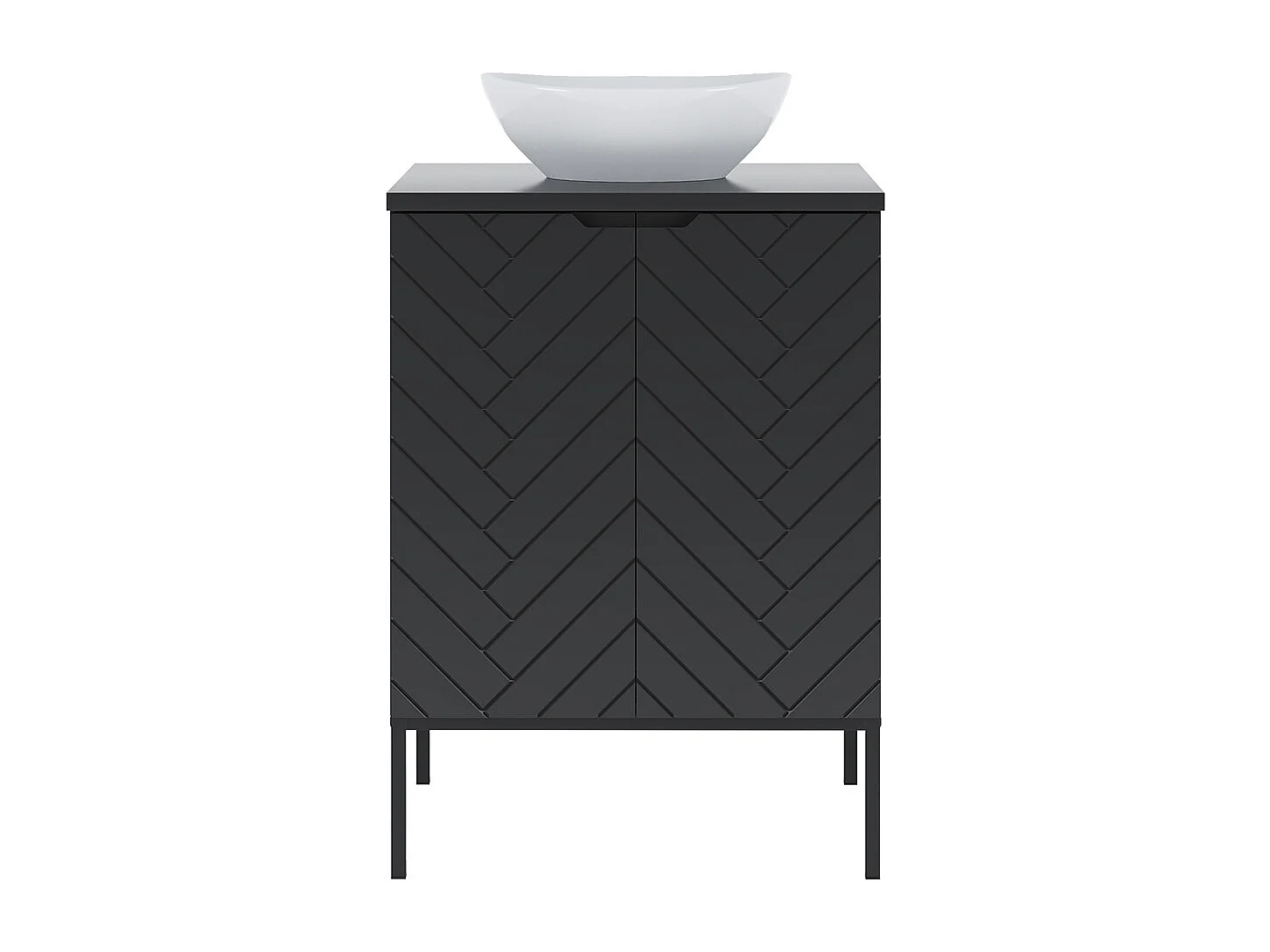 Meuble simple vasque 60cm 2 portes sur pieds Daria Noir