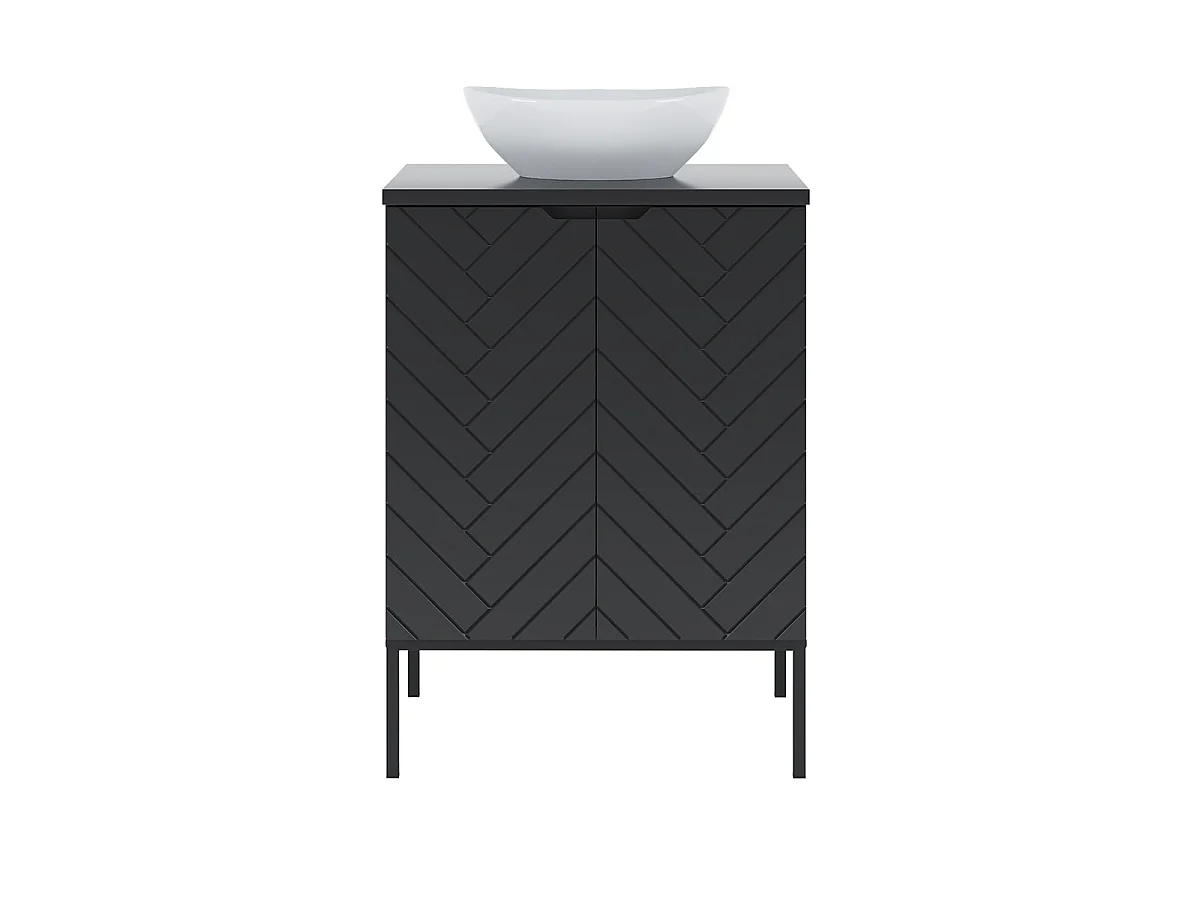 Meuble simple vasque 60cm 2 portes op voeten Daria Zwart
