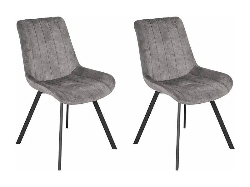 Lot 2 chaises en velours gris rembourré et pieds métal - NANY 2
