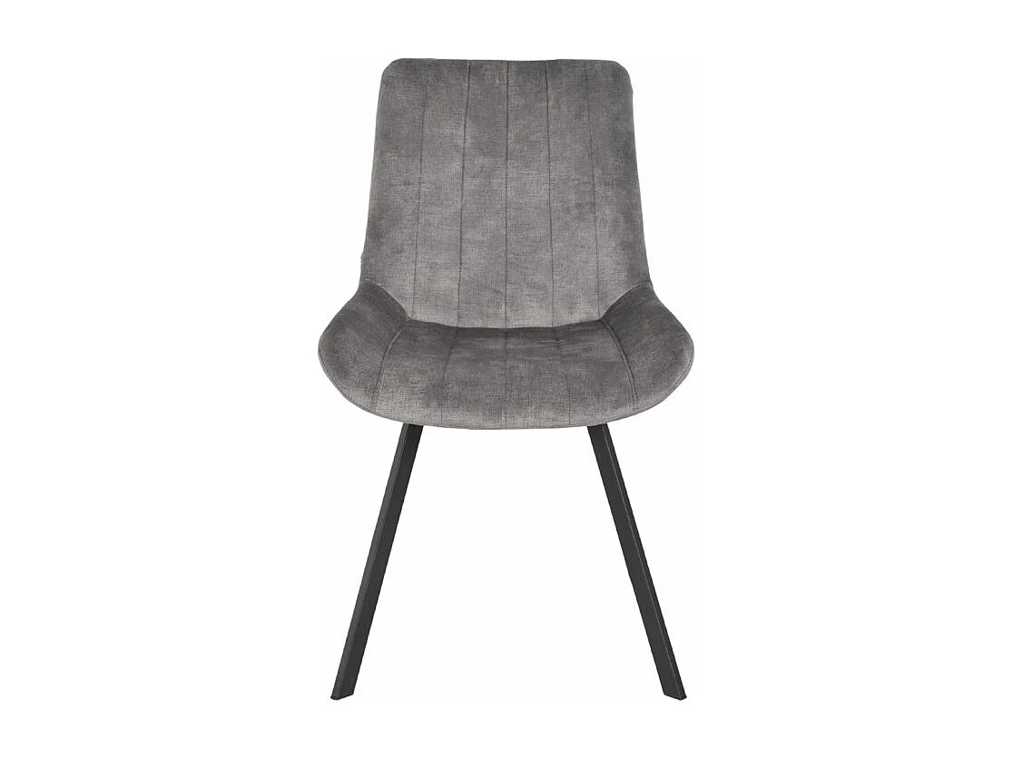 Lot 2 chaises en velours gris rembourré et pieds métal - NANY 2