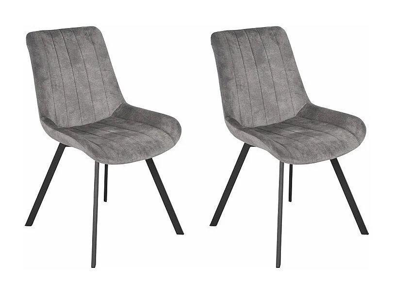 Lot 2 chaises en velours gris rembourré et pieds métal - NANY 2