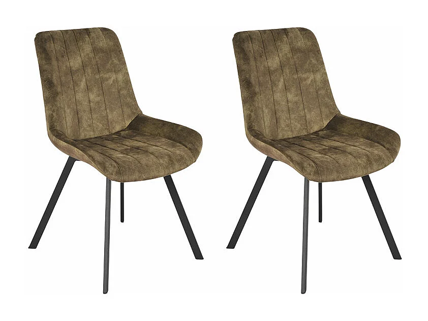 Lot 2 chaises velours vert kaki rembourré et pieds métal - NANY 2