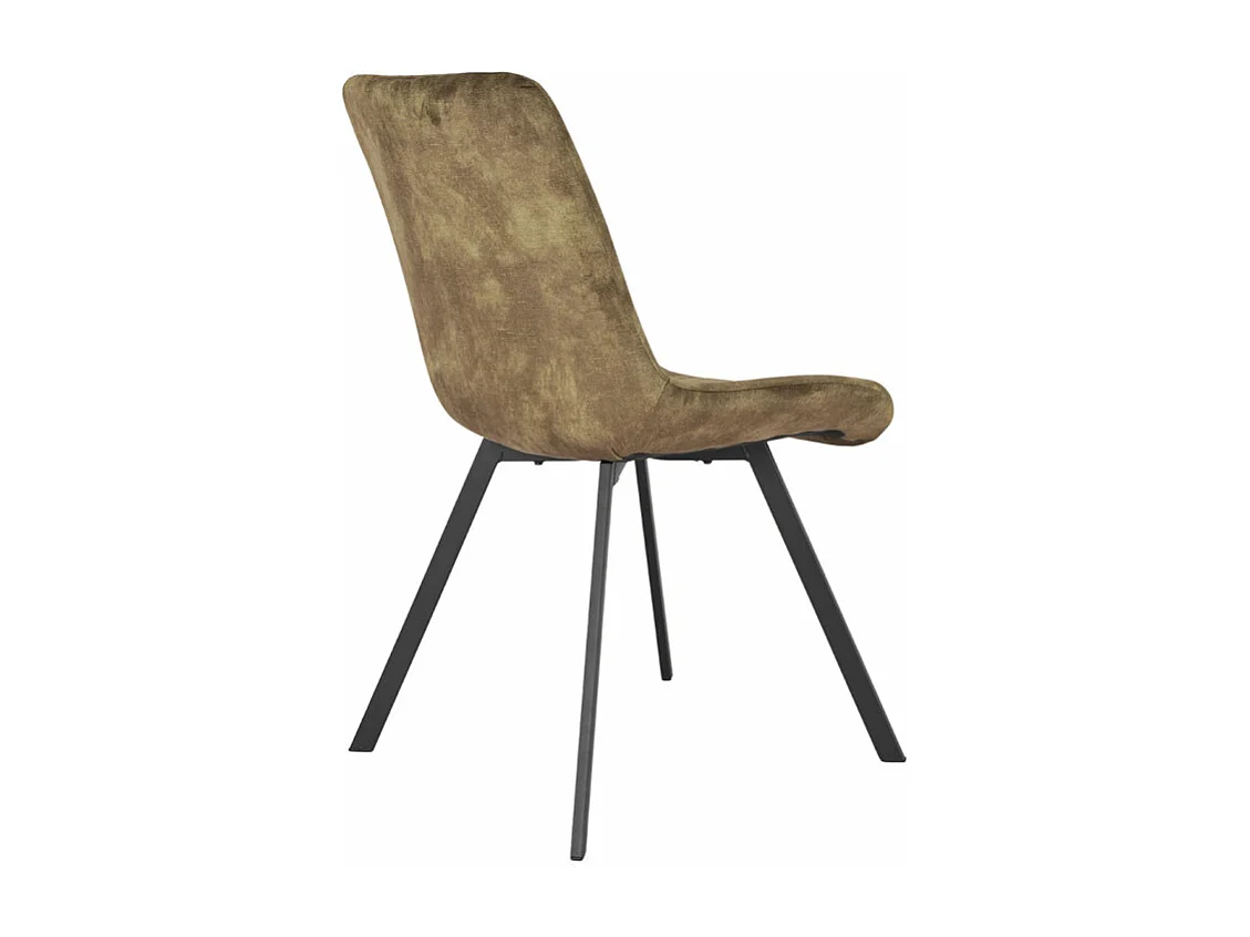 Lot 2 chaises velours vert kaki rembourré et pieds métal - NANY 2