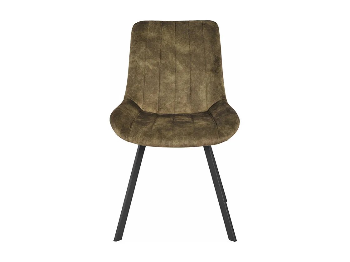 Lot 2 chaises velours vert kaki rembourré et pieds métal - NANY 2