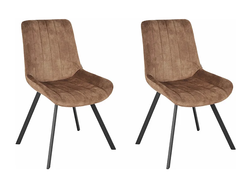 Lot 2 chaises en velours taupe rembourré et pieds métal - NANY 2