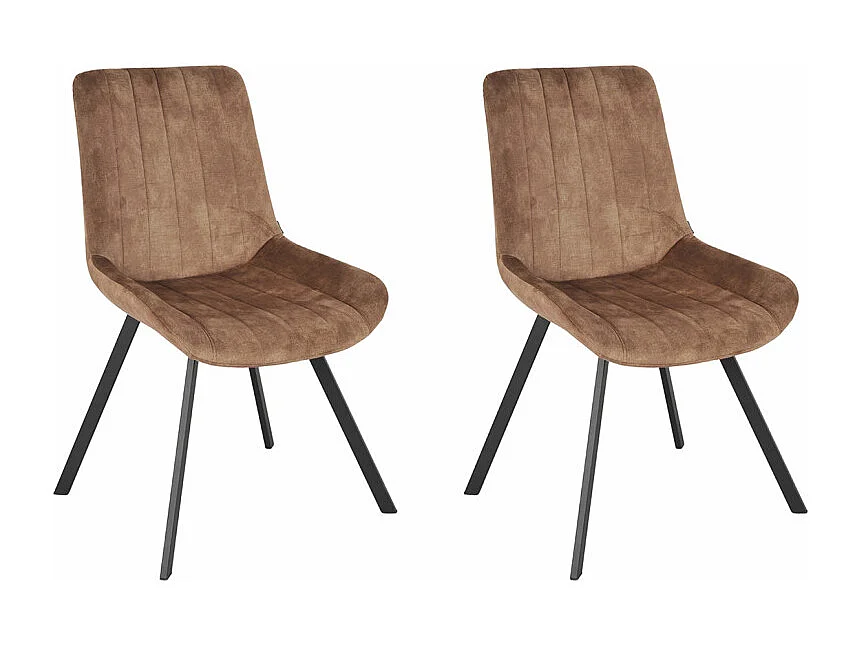 Lot 2 chaises en velours taupe rembourré et pieds métal - NANY 2