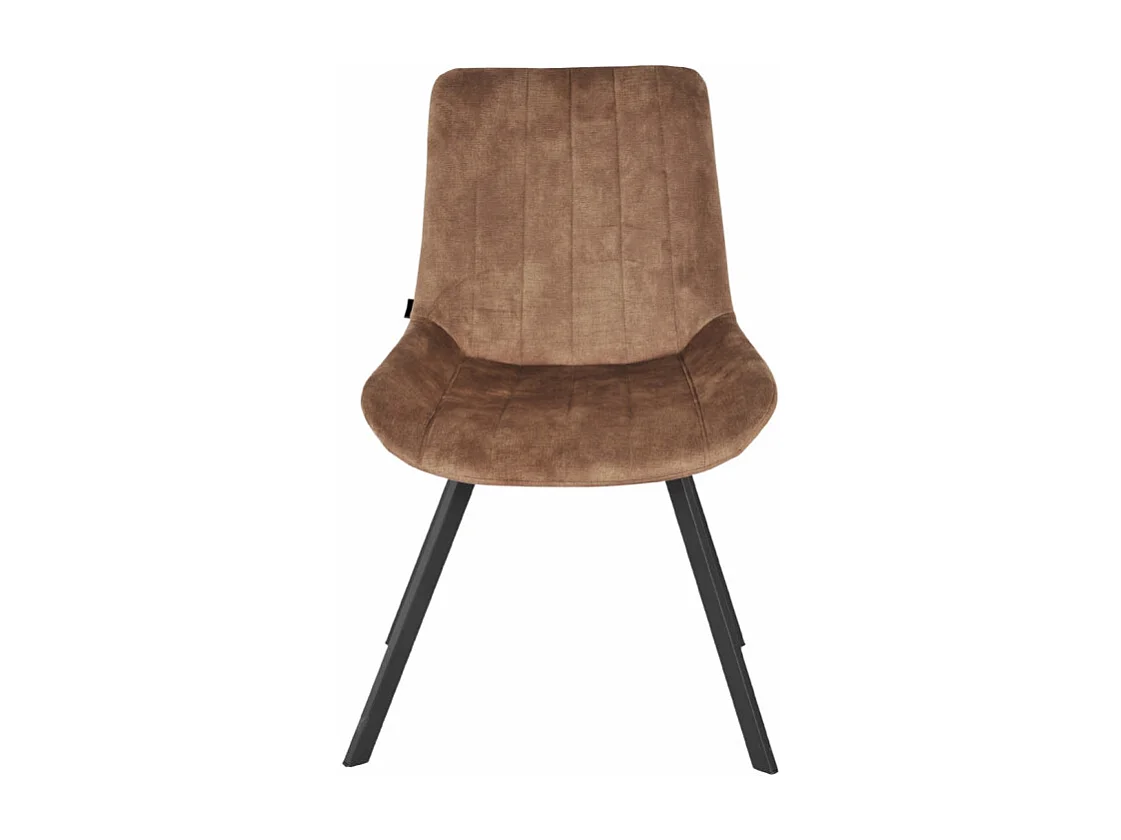 Lot 2 chaises en velours taupe rembourré et pieds métal - NANY 2