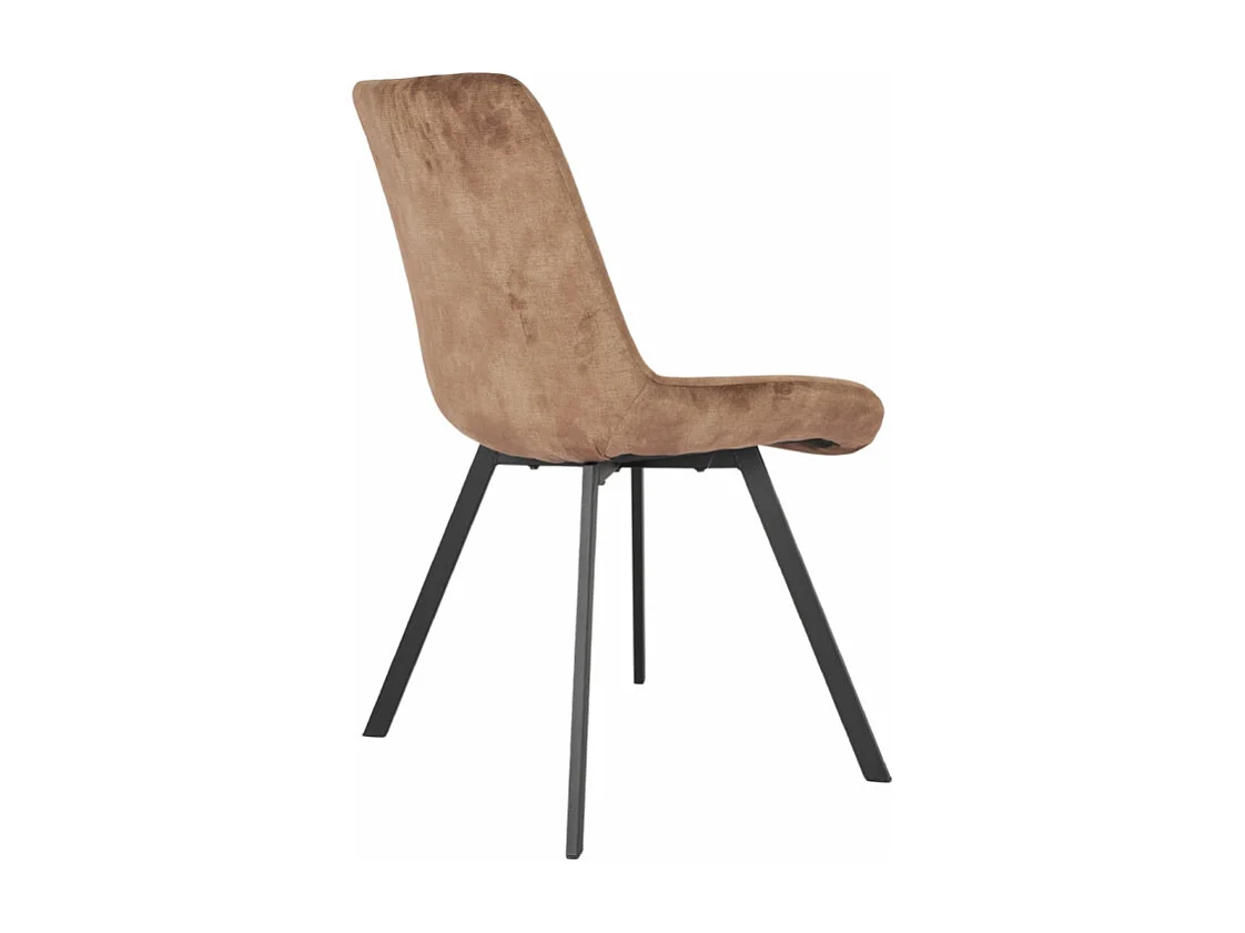 Lot 2 chaises en velours taupe rembourré et pieds métal - NANY 2