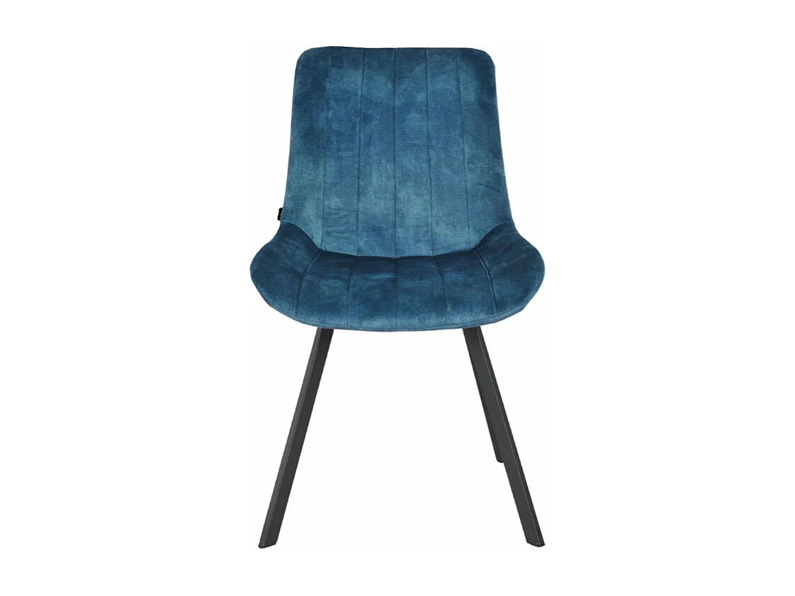 Lot 2 chaises en velours bleu rembourré et pieds métal - NANY 2