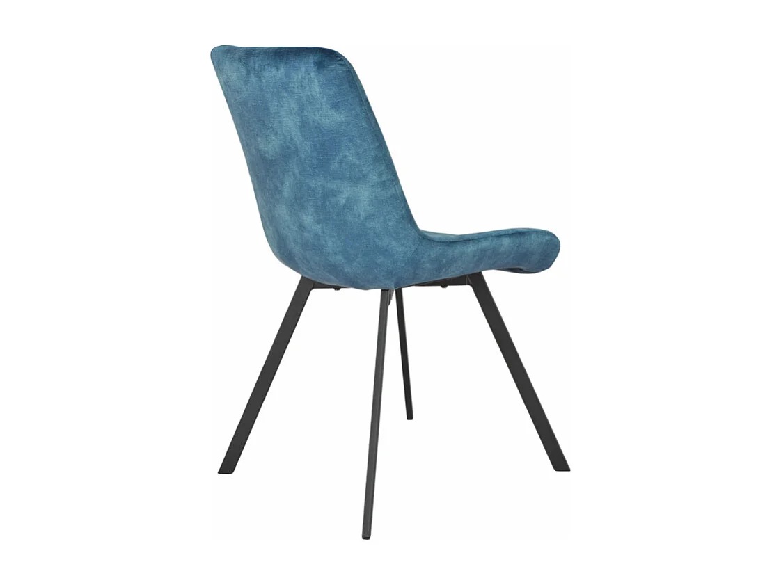 Lot 2 chaises en velours bleu rembourré et pieds métal - NANY 2