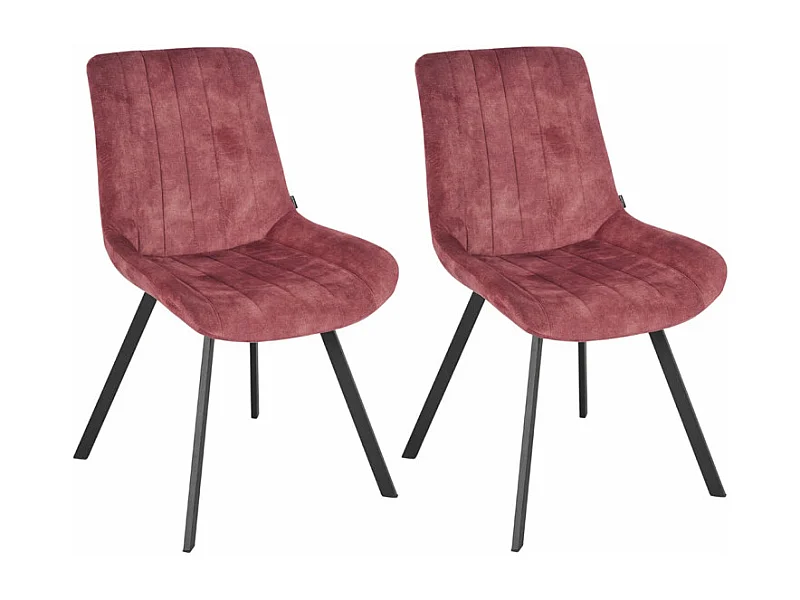 Lot 2 chaises en velours rose rembourré et pieds métal - NANY 2