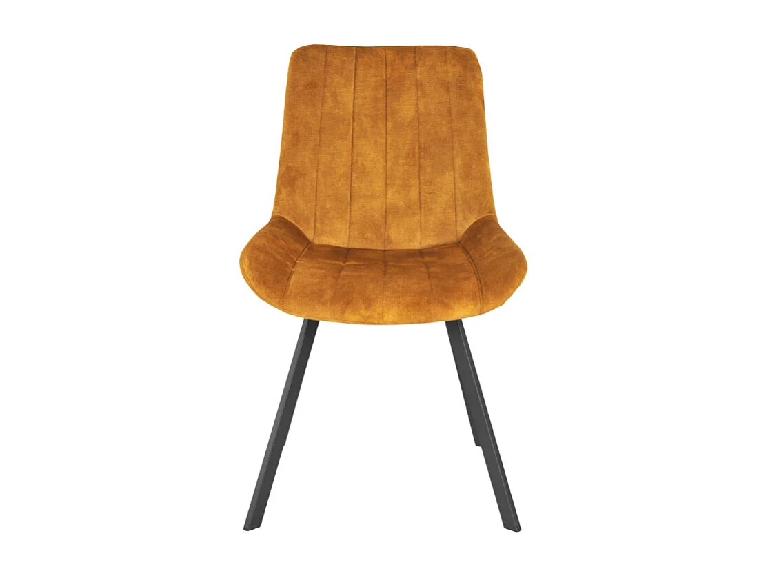 Lot 2 chaises en velours jaune rembourré et pieds métal - NANY 2