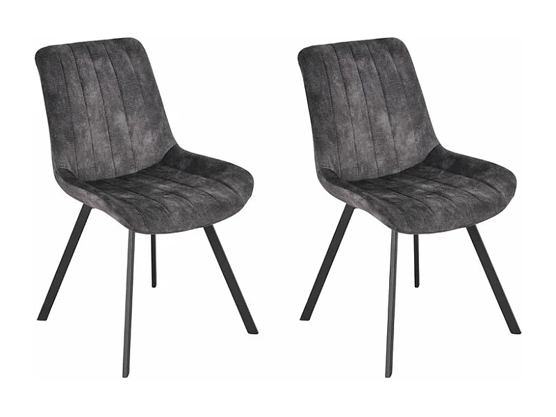 Lot 2 chaises velours gris anthracite rembourré pieds métal - NANY 2