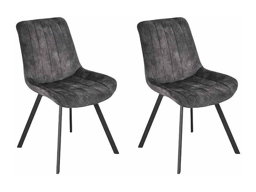 Lot 2 chaises velours gris anthracite rembourré pieds métal - NANY 2