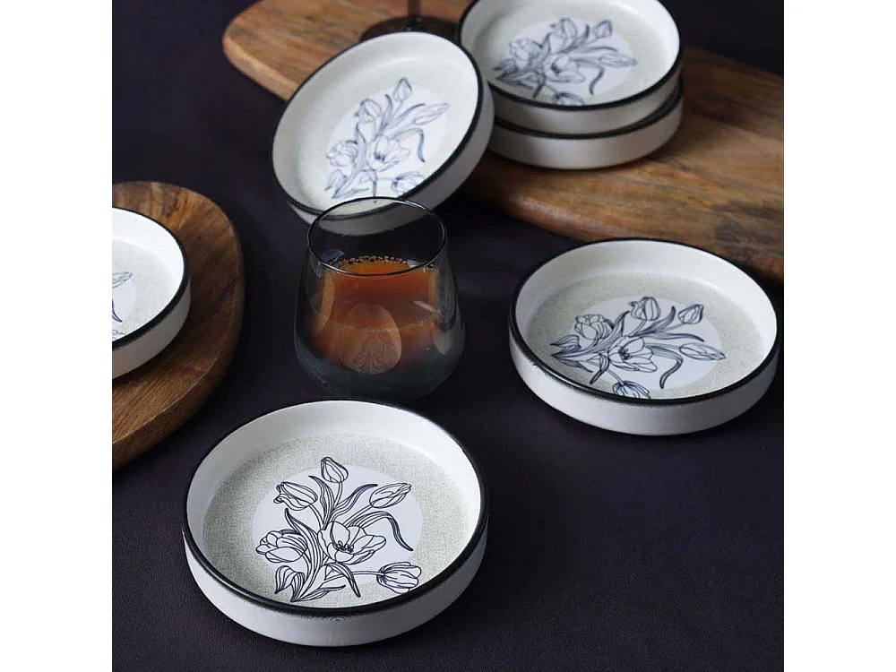 Bols en porcelaine Fleurs bleues 14 cm (Lot de 6)