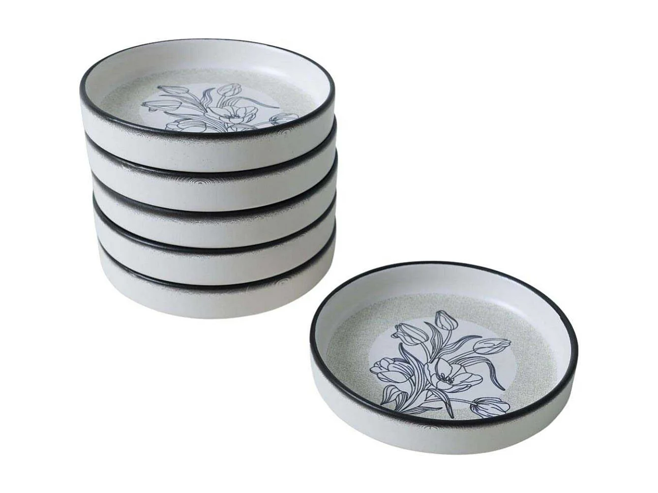 Bols en porcelaine Fleurs bleues 14 cm (Lot de 6)