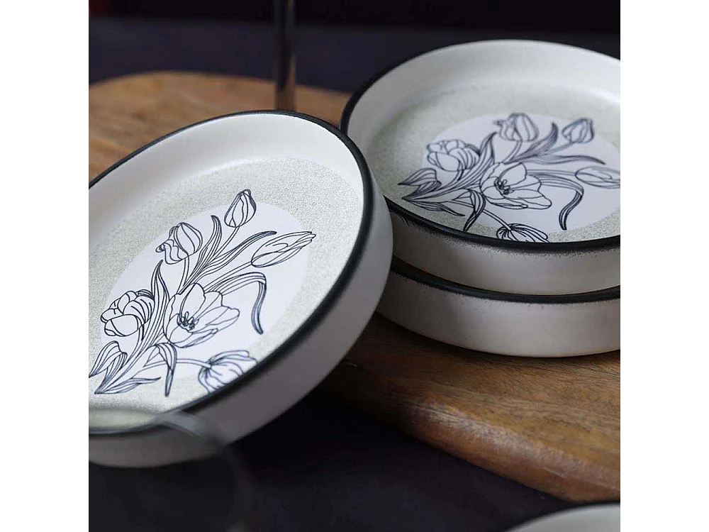 Bols en porcelaine Fleurs bleues 14 cm (Lot de 6)