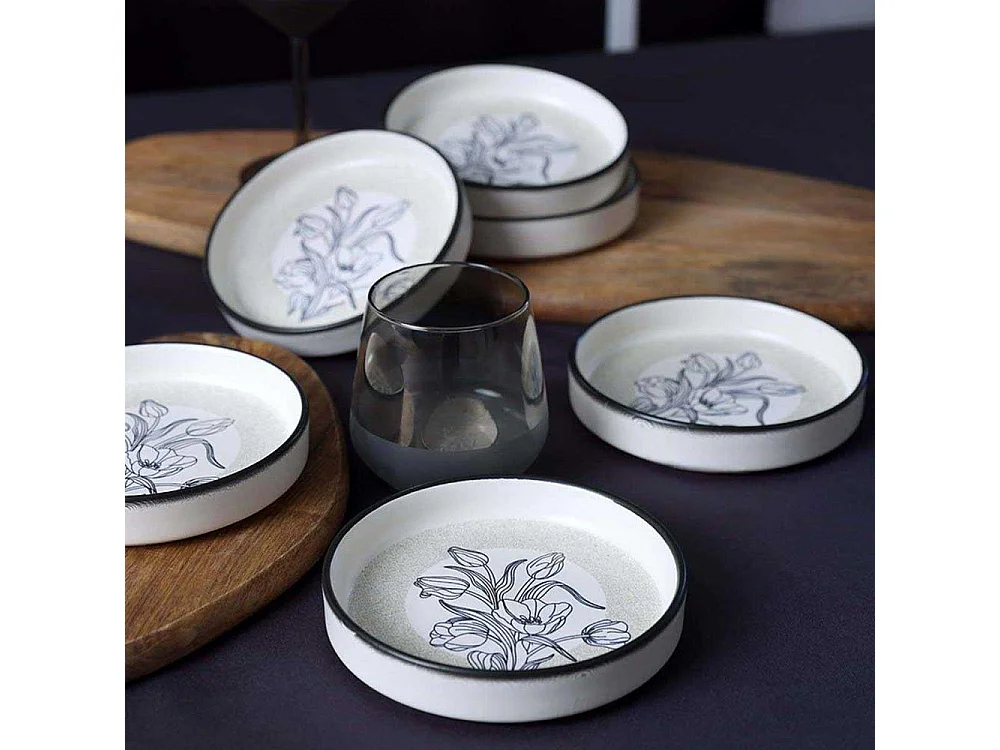 Bols en porcelaine Fleurs bleues 14 cm (Lot de 6)