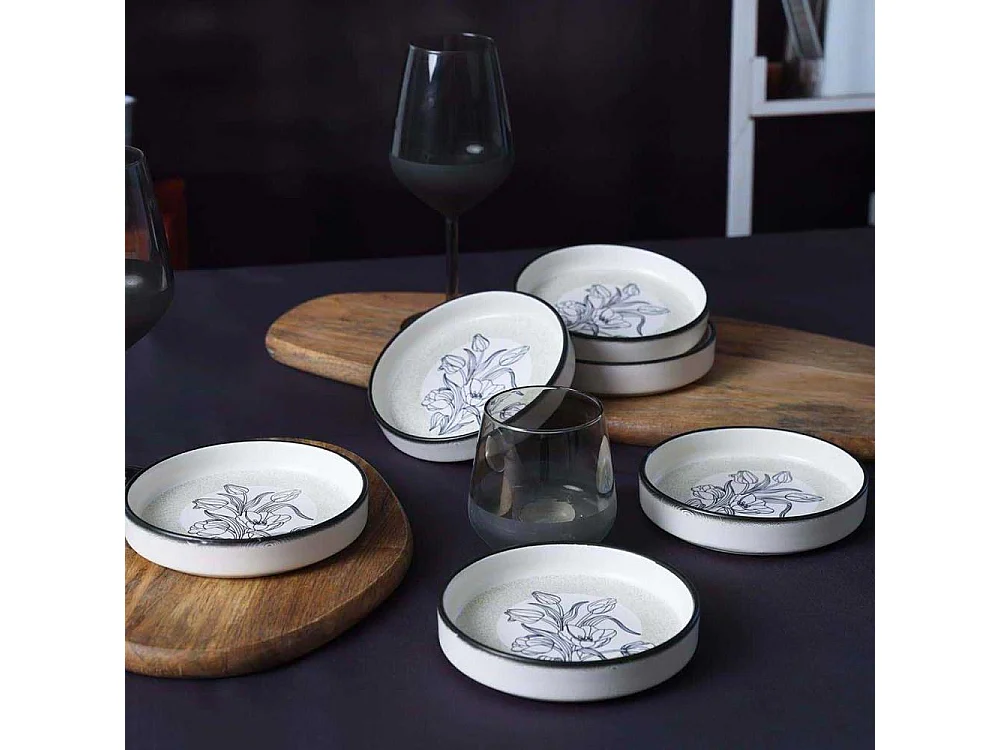 Bols en porcelaine Fleurs bleues 14 cm (Lot de 6)