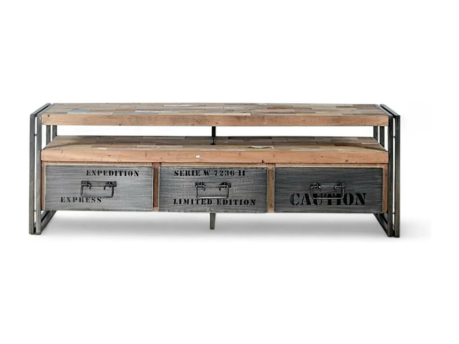 Meuble TV industriel 3 tiroirs CARAVELLE