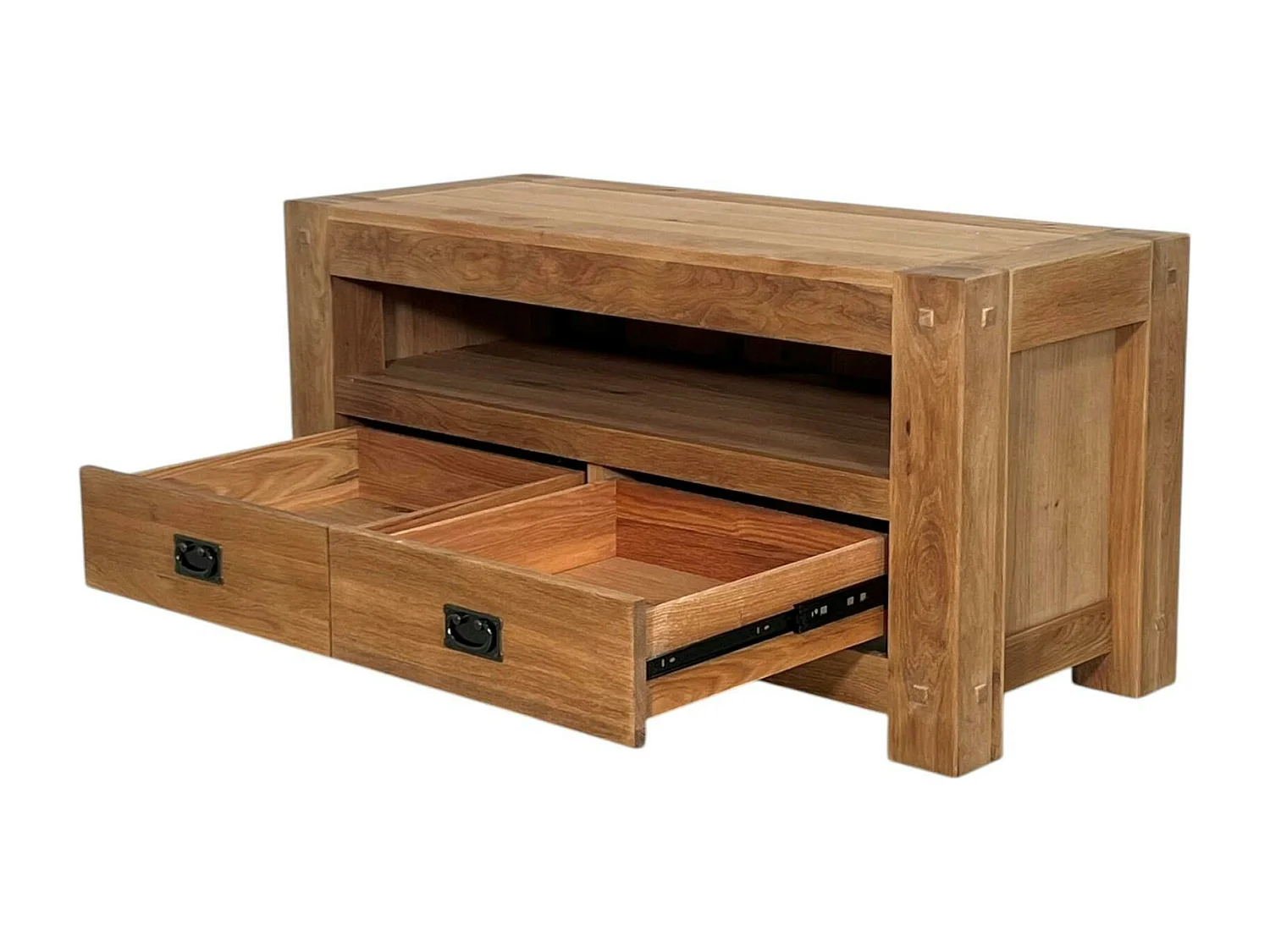 Meuble TV bois de chêne 2 tiroirs FJORD