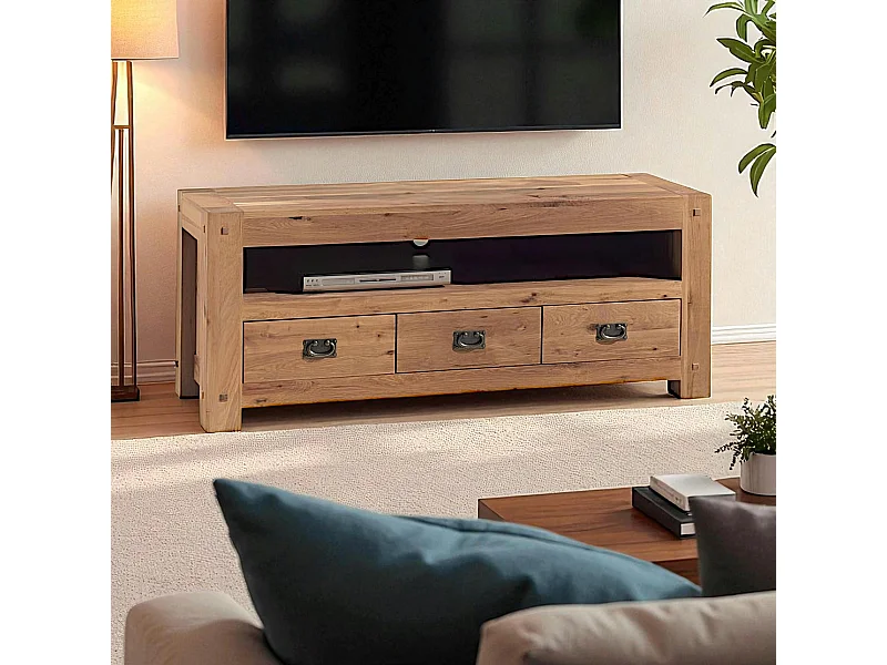 Meuble TV bois de chêne 3 tiroirs FJORD