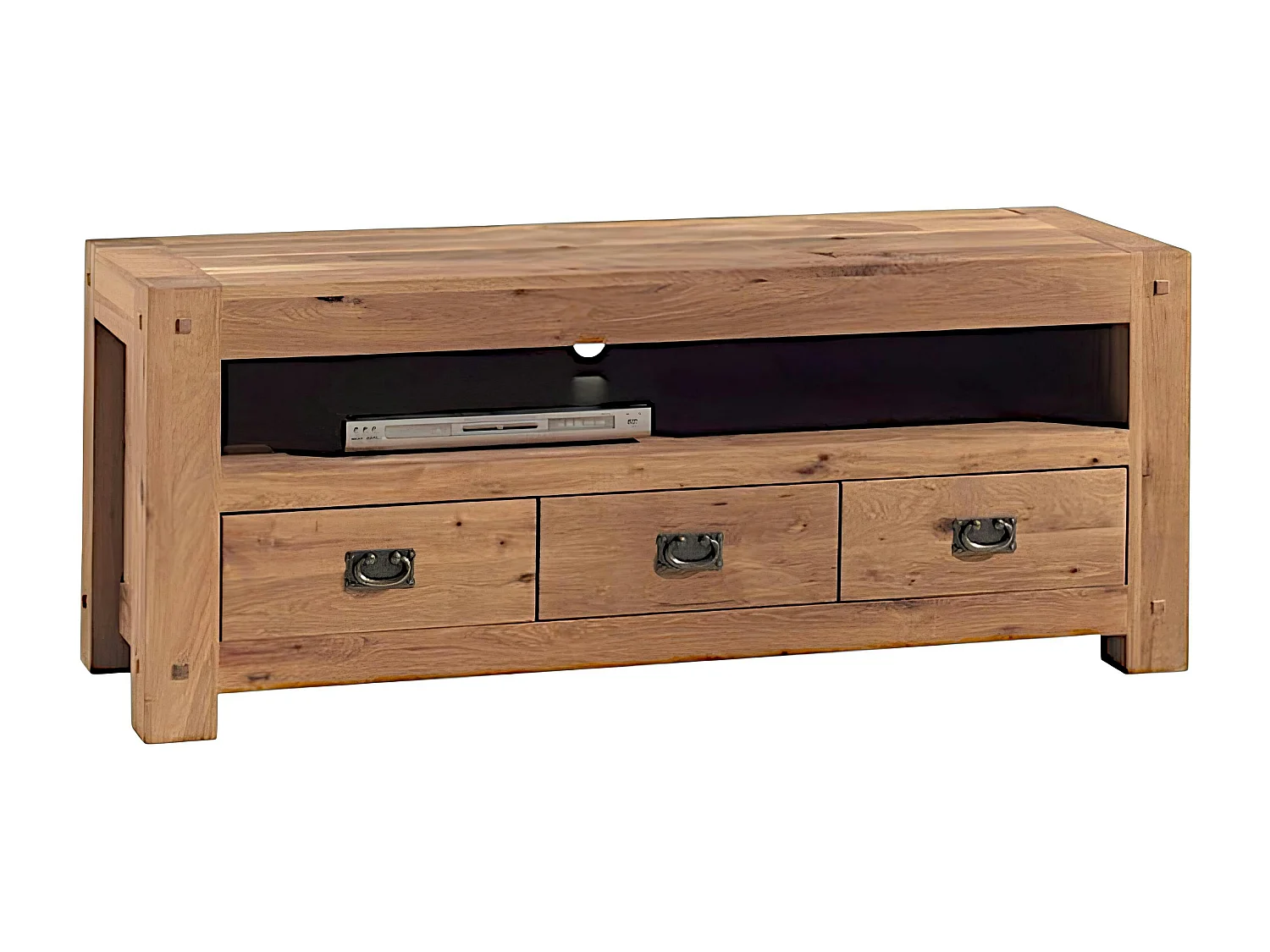 Meuble TV bois de chêne 3 tiroirs FJORD