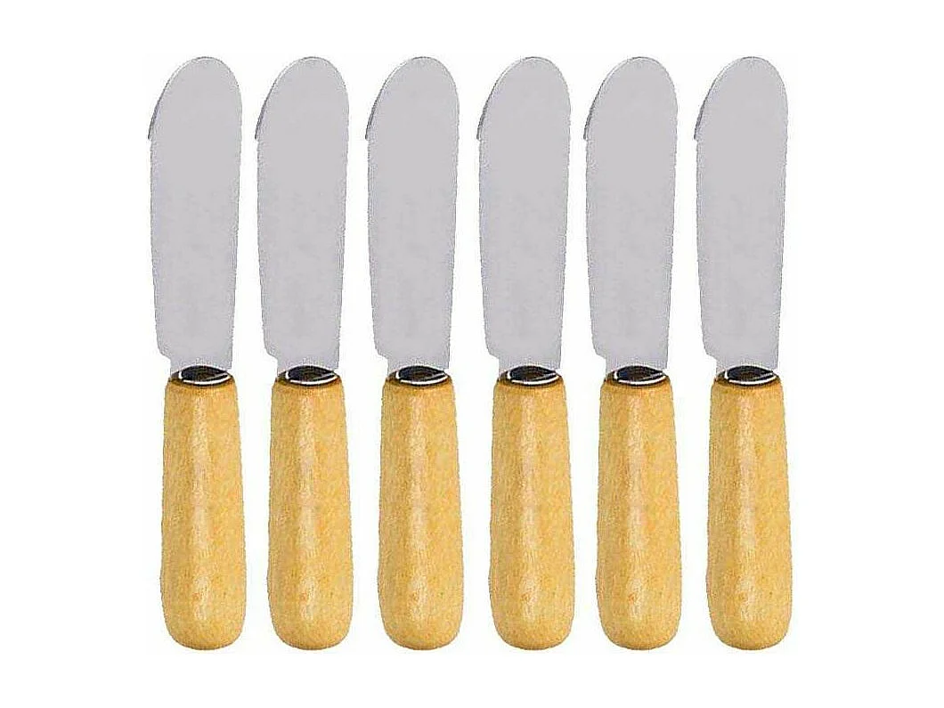 Couteau à beurre en bois de hêtre et métal (Lot de 6)