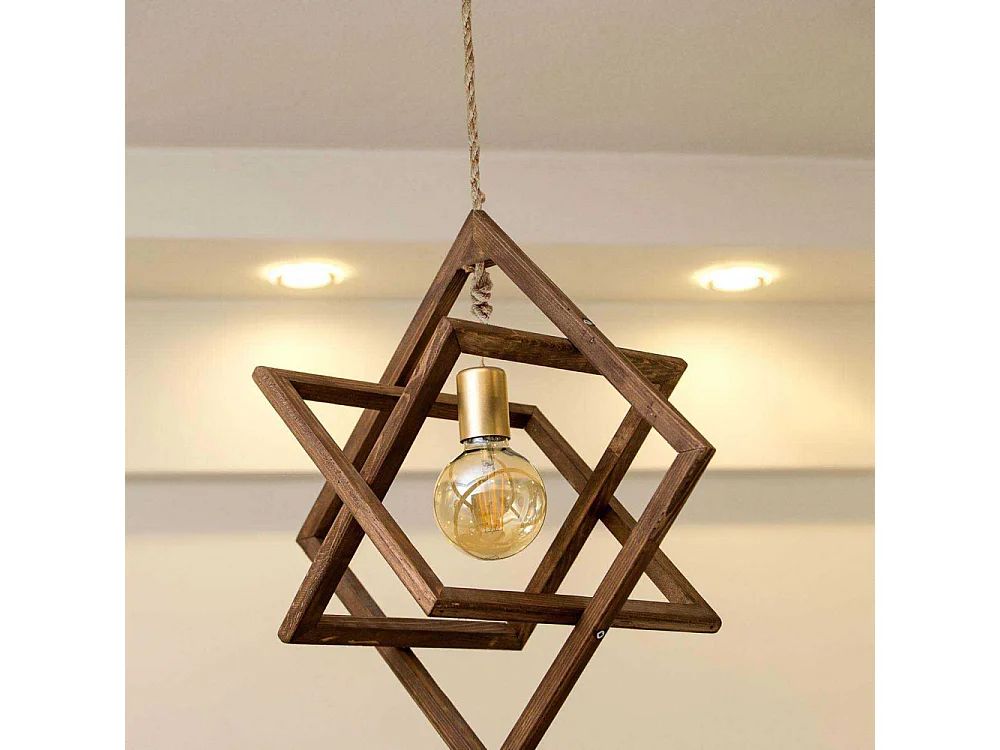 Suspension en bois et jute Nora