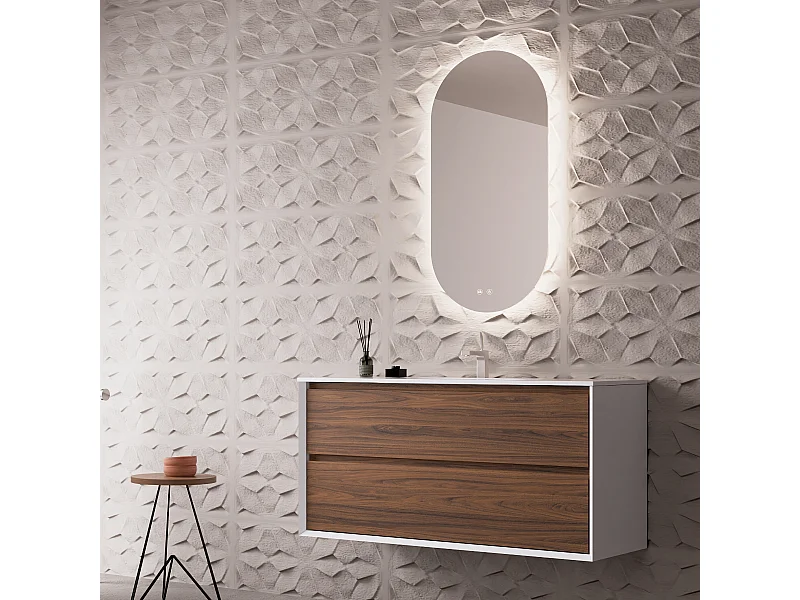 Miroir Salle de Bains Lumineux Éclairage Led Intégré Rétro éclairé L50*H90 cm, Fonctions On/Off et Anti-Buée, PALMA by SANIZÉO