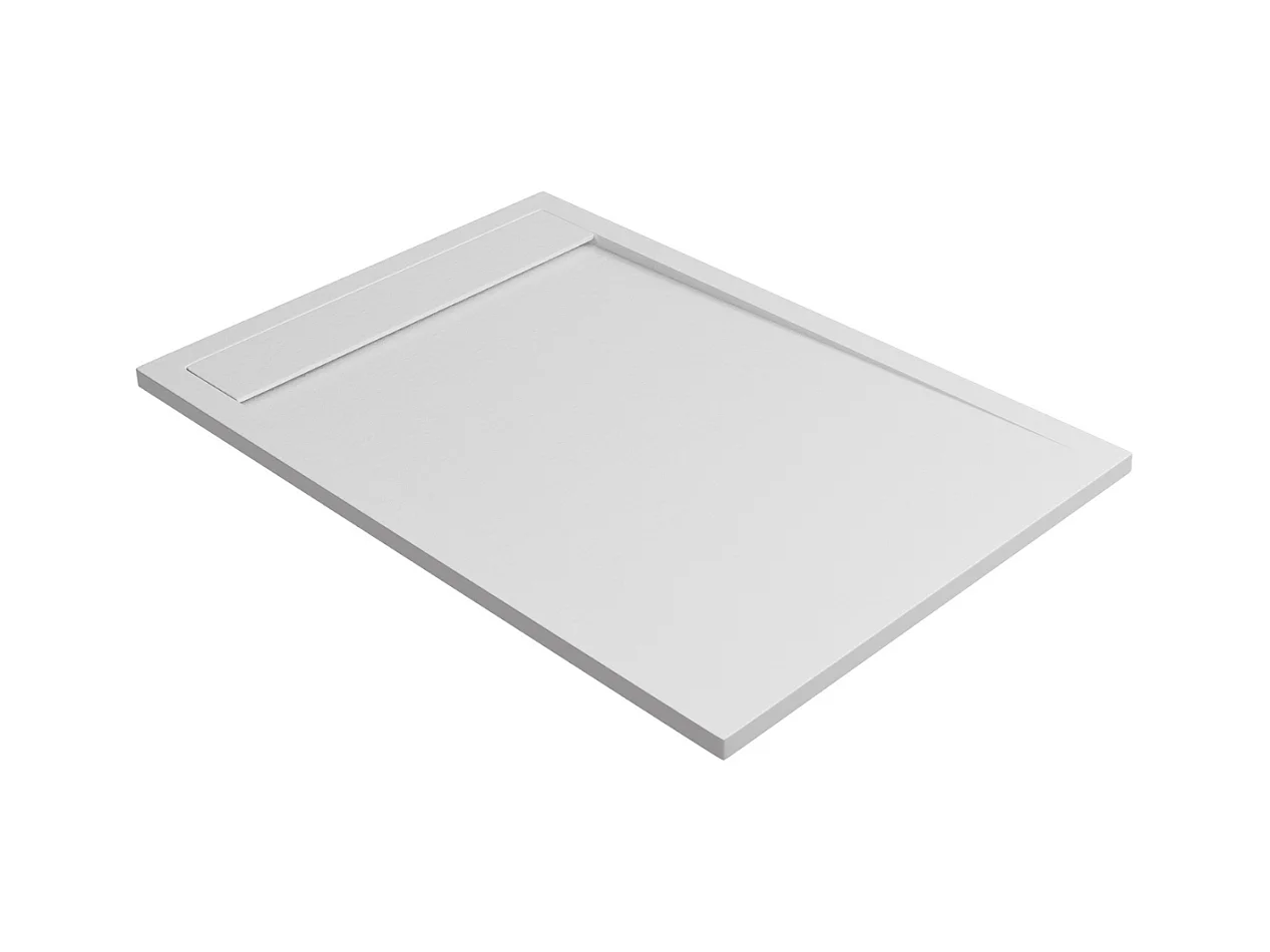 Receveur de Douche Extraplat 180x90x3cm Blanc en Résine Minérale - Antidérapant, Texture Ardoise - MAGNUS LAVABERG