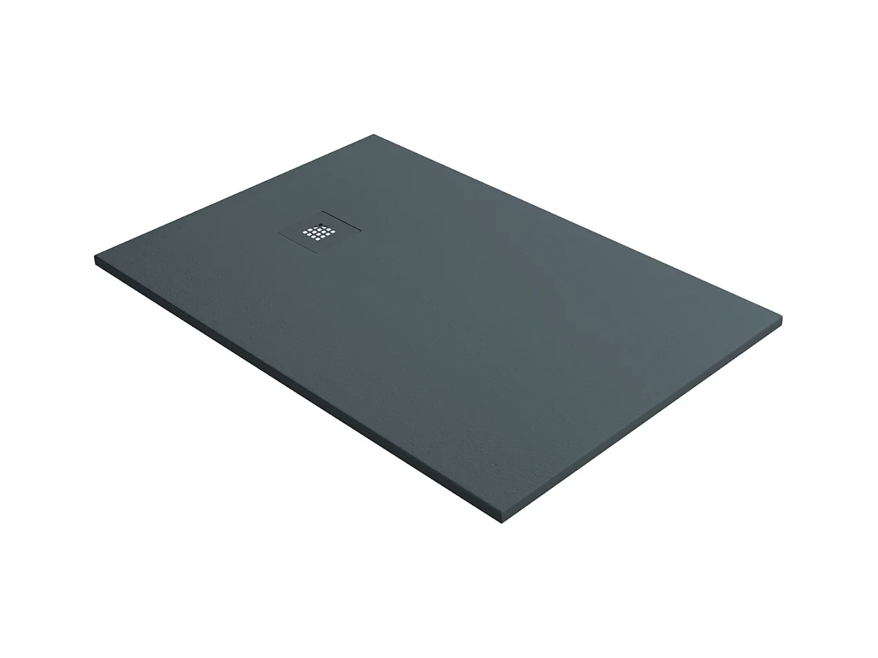 Receveur de Douche Extraplat 90x90x3cm Gris en Résine Minérale - Antidérapant, Texture Ardoise - THOR LAVABERG