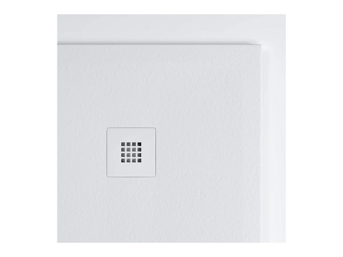 Receveur de Douche Extraplat 90x90x3cm Gris en Résine Minérale - Antidérapant, Texture Ardoise - THOR LAVABERG