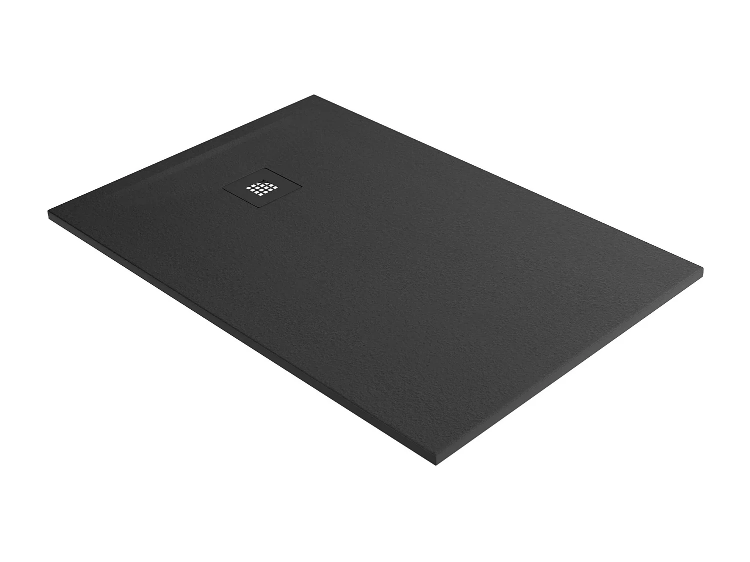 Receveur de douche 140x80 extra-plat Noir en résine minérale antidérapant effet ardoise - Thor LAVABERG