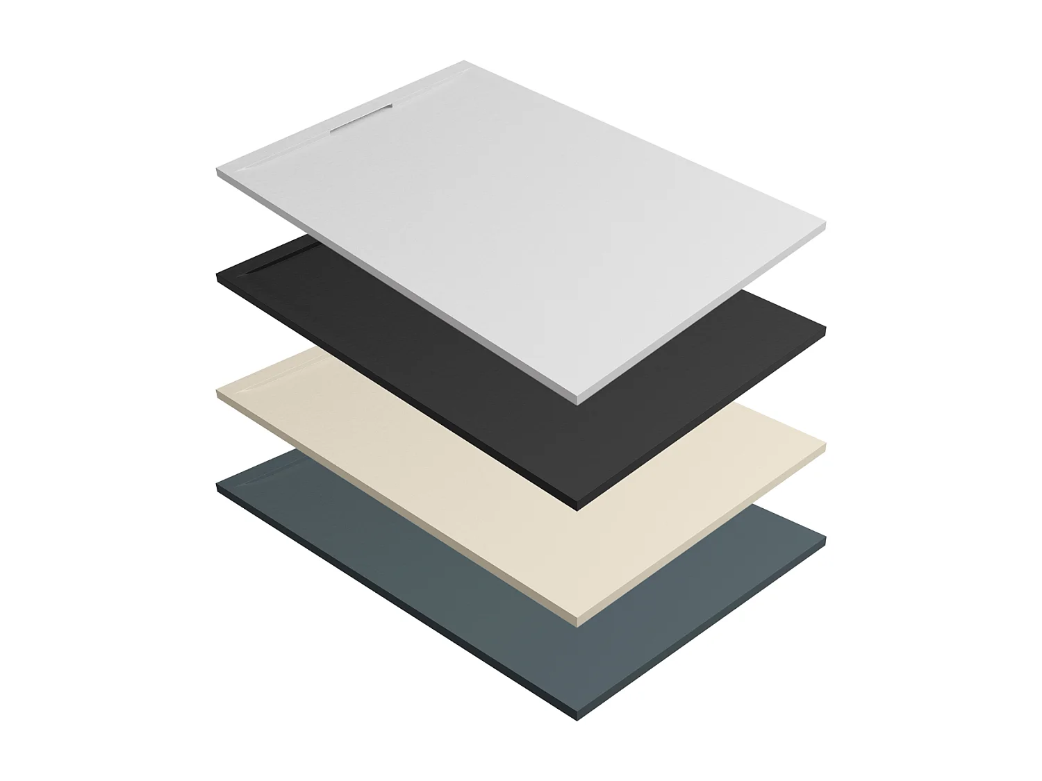 Receveur de Douche Extraplat 80x80cm Gris - Résine Minérale - Antidérapant - Effet Ardoise - Bonde Incluse - LAVABERG