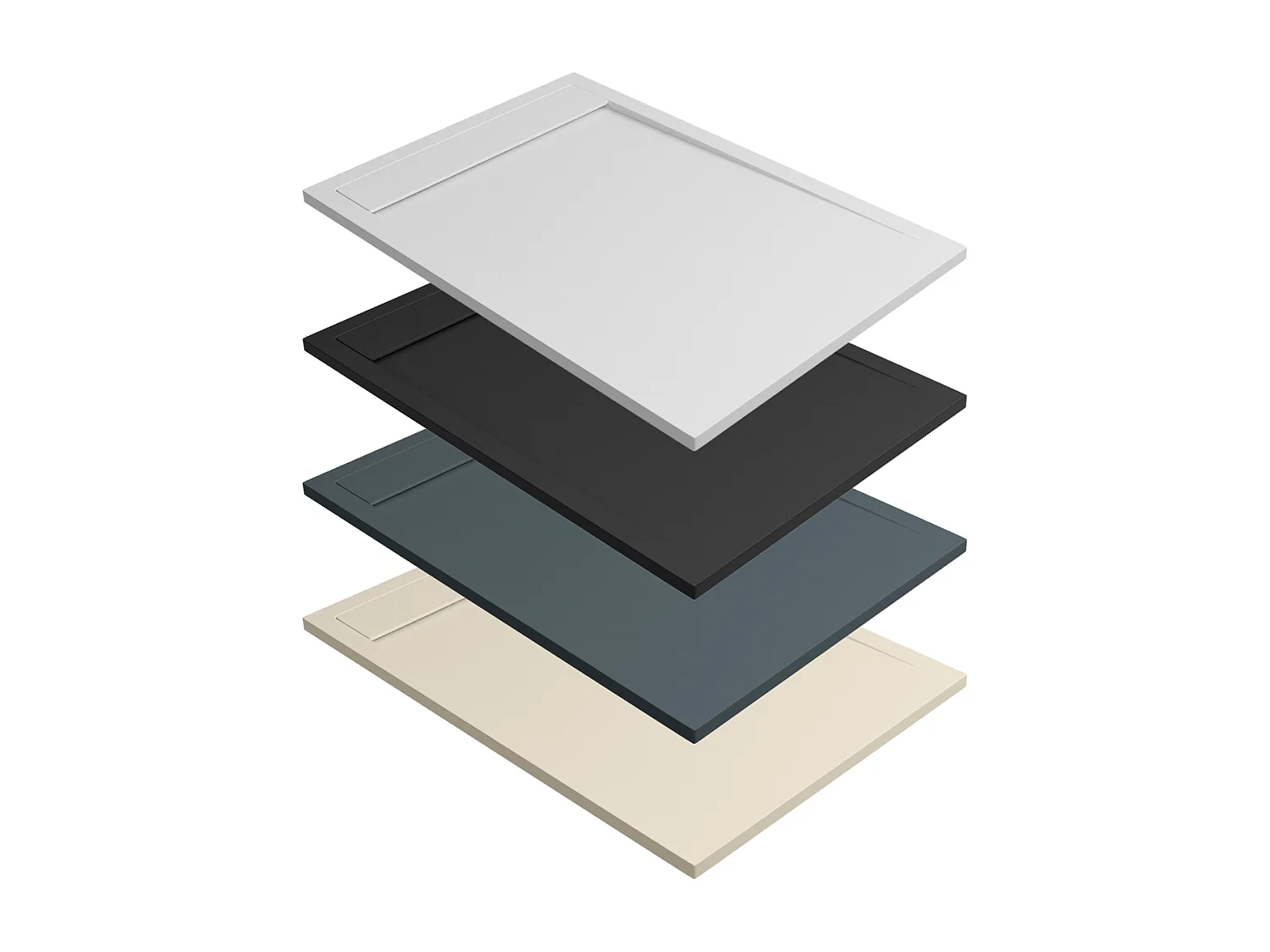 Receveur de Douche Extraplat 140x90cm Gris - Résine Minérale - Antidérapant - Effet Ardoise - Bonde Incluse - LAVABERG