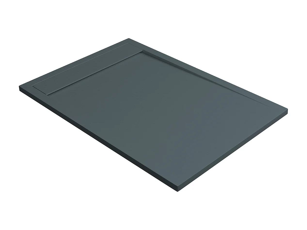Receveur de douche 120x80 extra-plat Anthracite en résine minérale antidérapant effet ardoise - Magnus LAVABERG