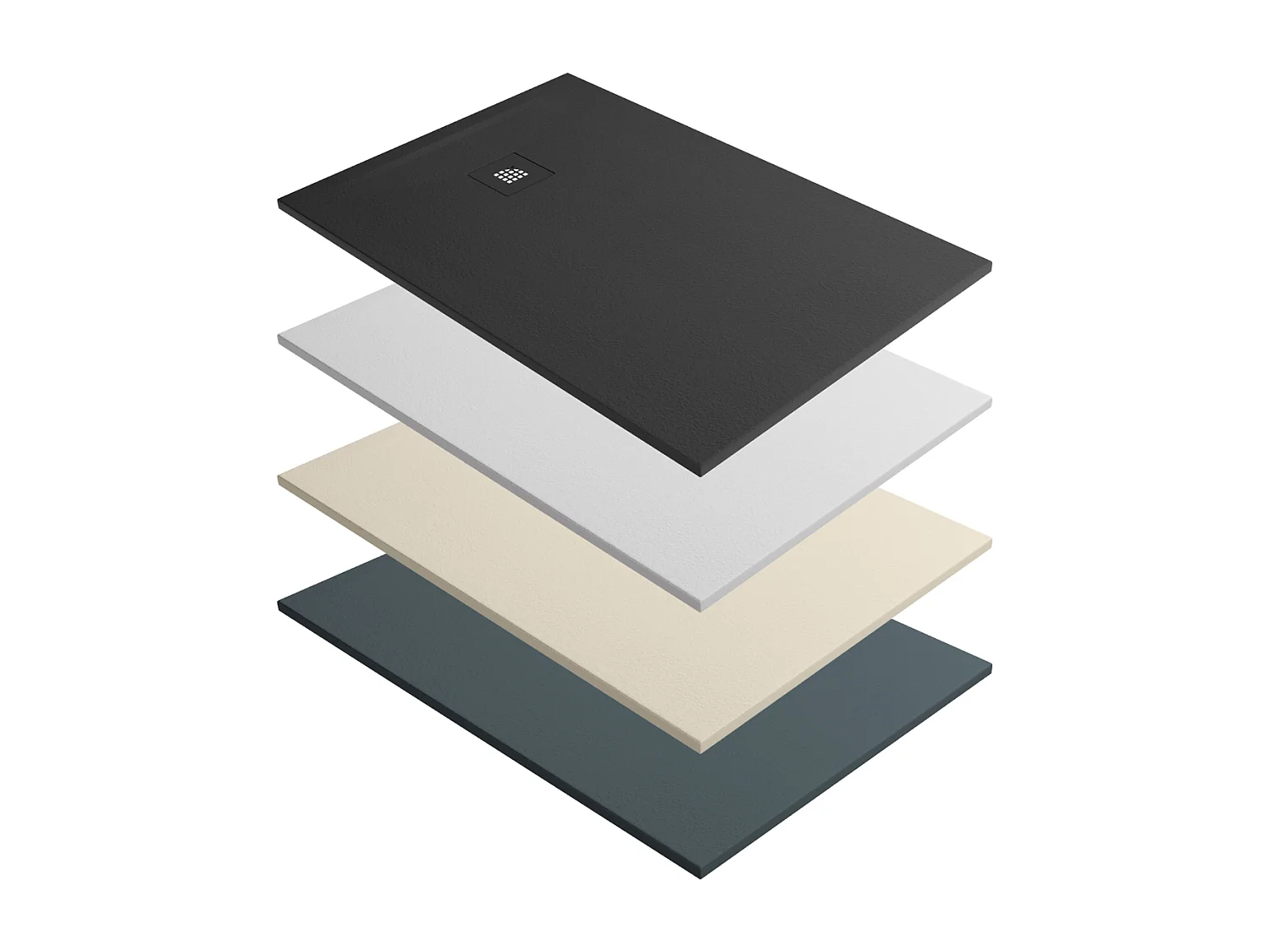 Receveur de Douche Extraplat 120x90cm Blanc - Résine Minérale - Antidérapant - Effet Ardoise - Bonde Incluse - LAVABERG