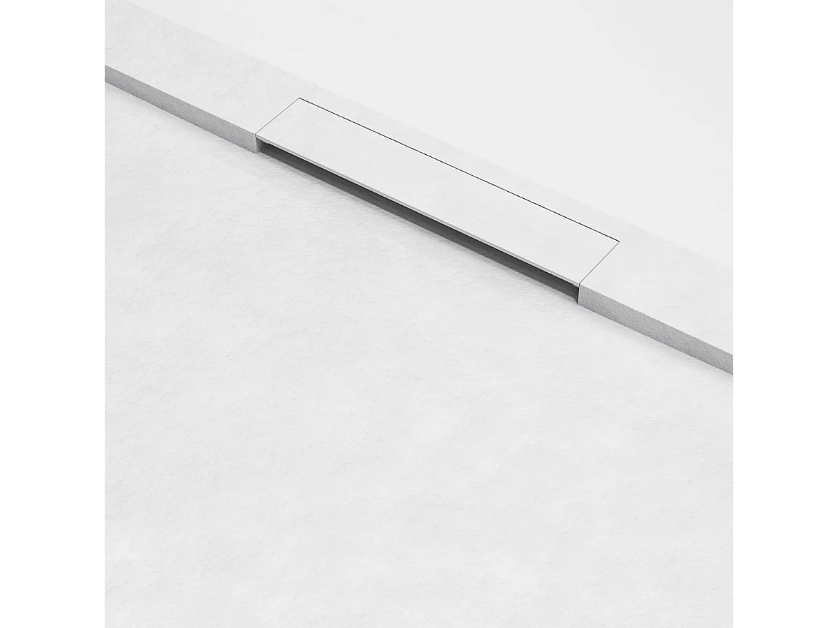 Receveur de Douche Extraplat 180x70x3cm Blanc en Résine Minérale - Antidérapant, Texture Ardoise - RAGNAR LAVABERG