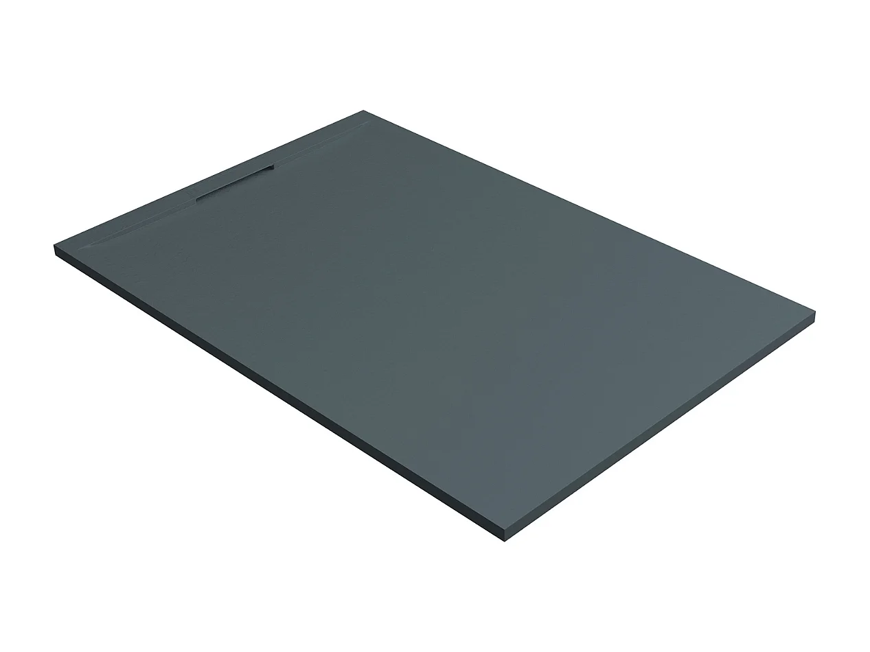 Receveur de douche 100x80 extra-plat Anthracite en résine minérale antidérapant effet ardoise - Ragnar LAVABERG