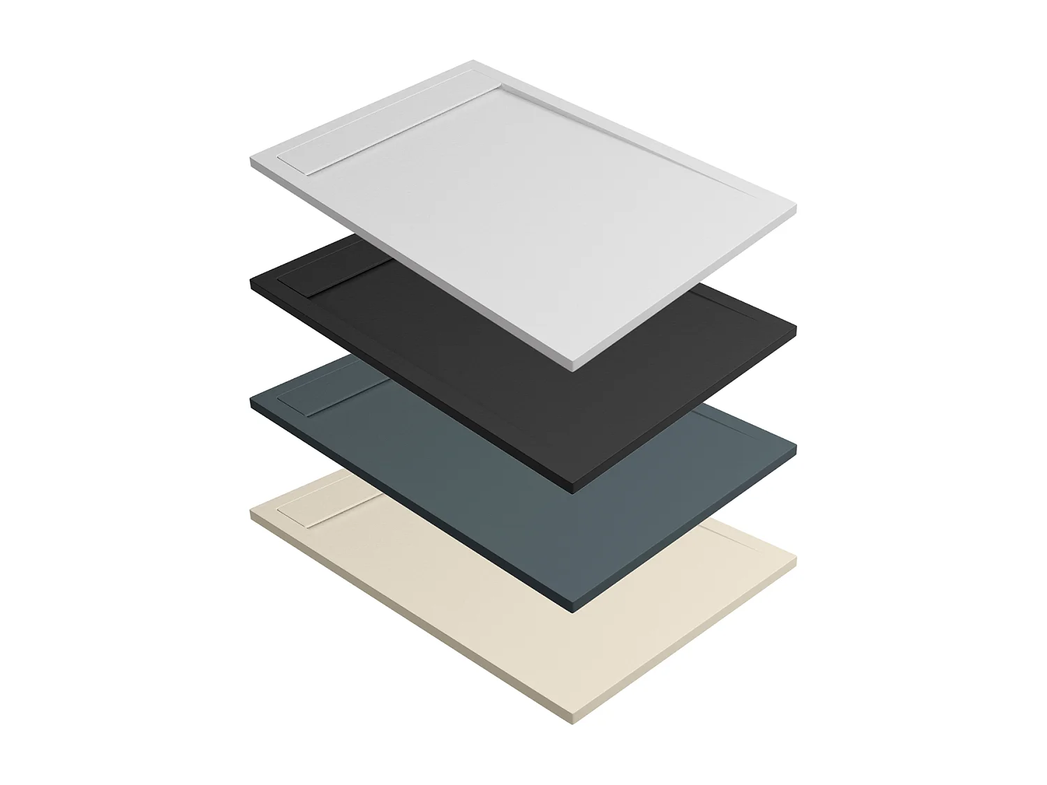 Receveur de Douche Extraplat 160x80cm Gris - Résine Minérale - Antidérapant - Effet Ardoise - Bonde Incluse - LAVABERG